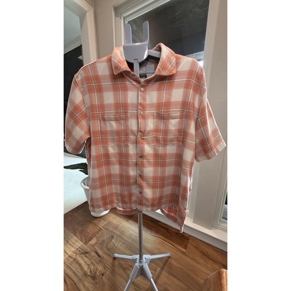Urban Outfitters BDG Mens MED Checks Snap Front Freddie Twill Shirt Short Sleeve